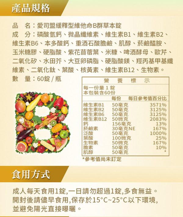 緩釋型維他命B群草本錠